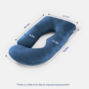 Maxport Pregnancy Pillows, U Shaped Full Body Pregnancy Pillows for Sleeping, Maternity Pillow with Removable Cover - Support for Head, Back, Belly, Hips, Legs for Pregnant Women, Navy Blue