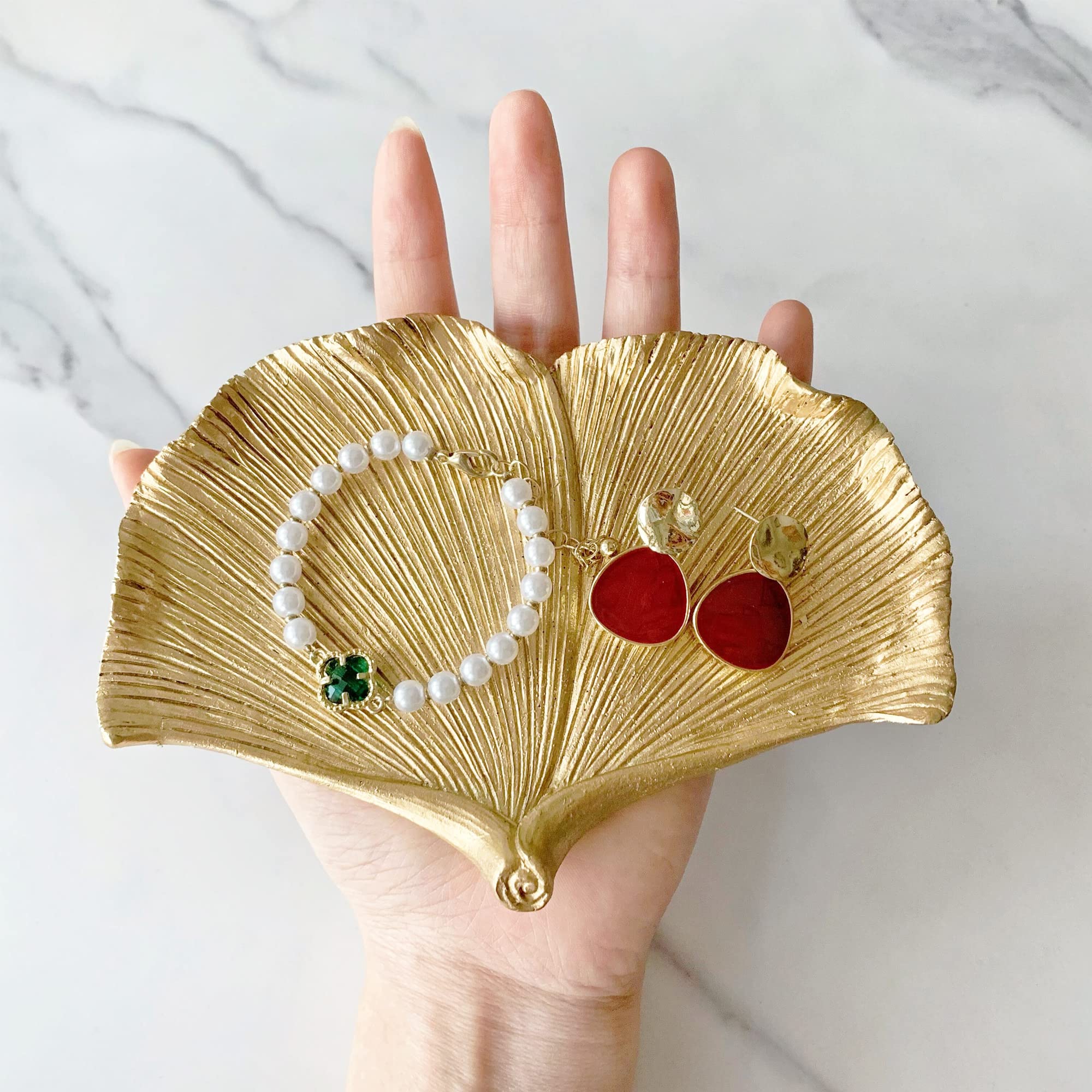 Jewelry Dish, Resin Small Leaf Shaped Ring Holder Jewelry Organizer, Trinket Dish Mini Tray for Christmas Birthday Wedding Gifts