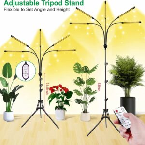 zyzykeji Grow Lights for Indoor Plants,5 Heads Plant Lights for Indoor Plant,LED Full Spectrum Plant Lights,Adjustable Plant Grow Light,4/8/12H Timer,Warm White Grow Lamp for Various Plant