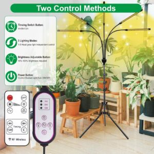 zyzykeji Grow Lights for Indoor Plants,5 Heads Plant Lights for Indoor Plant,LED Full Spectrum Plant Lights,Adjustable Plant Grow Light,4/8/12H Timer,Warm White Grow Lamp for Various Plant