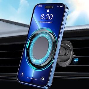 ywecan magnetic car mount for iphone 14/13/12 series - upgraded metal hook with over-twisted rotation protection, super strong 20x magnets