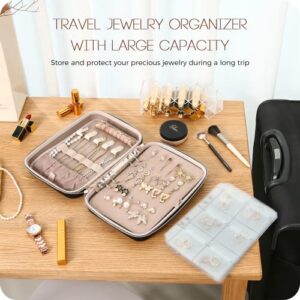 ProCase Large Travel Jewelry Organizer Case, Jewellry Home Storage Book Ring Binder with Clear Pockets for Presentation, Zippered Pouch Bag for Earrings Necklaces Bracelets -Black