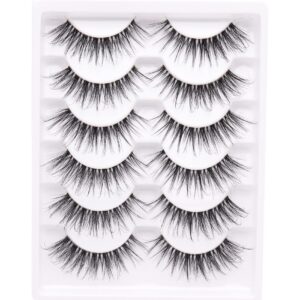 Veleasha Lashes with Clear Band Fluffy Lashes that Look Like Extensions 6 Pairs Pack Invisible False Eyelashes (12-18mm)