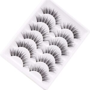 Veleasha Lashes with Clear Band Fluffy Lashes that Look Like Extensions 6 Pairs Pack Invisible False Eyelashes (12-18mm)