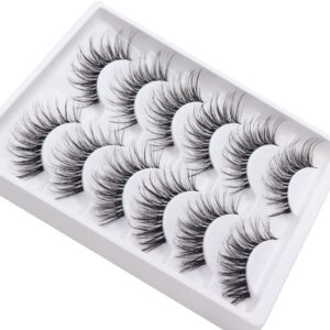 Veleasha Lashes with Clear Band Fluffy Lashes that Look Like Extensions 6 Pairs Pack Invisible False Eyelashes (12-18mm)