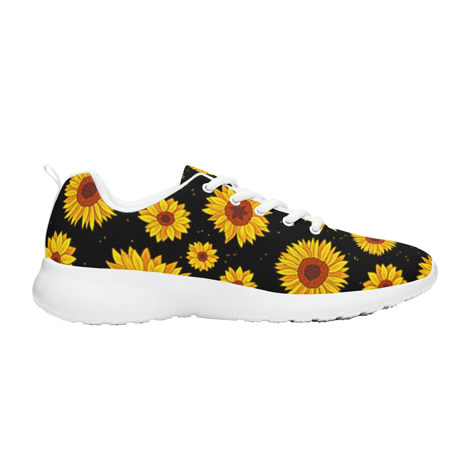 Pitovozu Sunflower Flower Watercolor Sneaker Women Athletic Shoes Personalited Running Shoes Comfortable Sports Sneaker