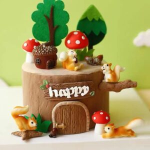 GallaRato 15 PCS Woodland Animals Party Supplies Squirrel cake topper Woodland Animals Cake Decoration Woodland Baby Shower Decorations