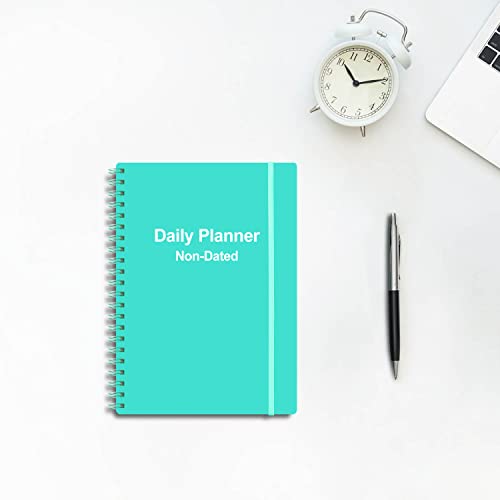Undated Daily Planner,Undated Planner with Hourly Schedules, 150 Days To Do List Planner, A5 Daily Organizer Notebook to Increase Productivity, 5.8 × 8.2 Inch,Turquoise