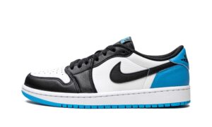 nike women's air jordan 1 low unc basketball shoe, white/dark powder blue/black, 7.5