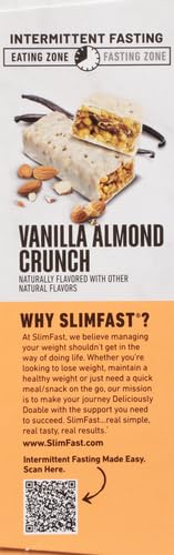 SlimFast Intermittent Fasting- Complete Meal Protein Bars, Vanilla Almond Crunch, 5 Bars (Pack of 1)