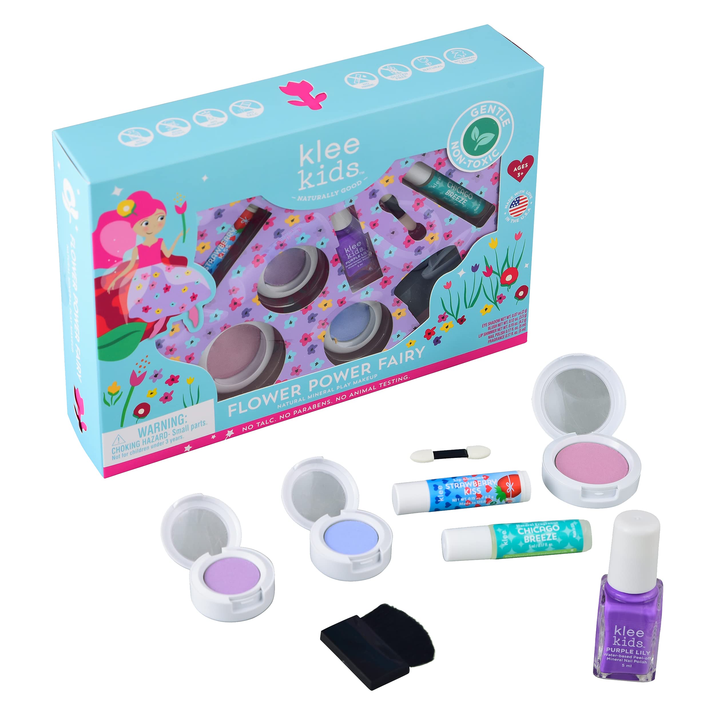 Luna Star Naturals Klee Kids Deluxe Play Makeup Kit. Gentle and Non-Toxic. Made in USA. (Flower Power Fairy)