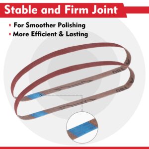 WORKPRO 24 Pack 1/2 x 18 Inch Sanding Belts, Aluminum Oxide Abrasive Belts, 4 Each of 40/60/80/120/180/240 Grits, Belt Sander Tool for Woodworking, Metal Polishing, Red