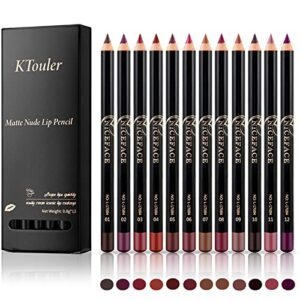 ktouler 12 pcs matte lip liner pencil set, smooth waterproof long-lasting fade resistant lip pencil makeup gift set for women and girls