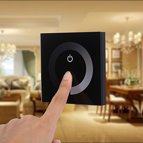 LED Dimmer Switch, Single Color Touch Panel Dimmer Wall Switch Controller LED Light Strip DC 12V-24V(Black)