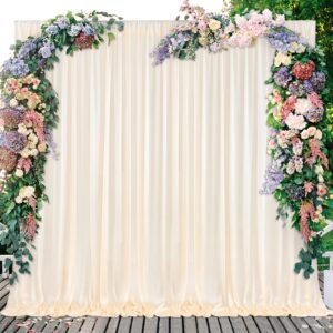 10x10FT Ivory Backdrop Curtain for Party Wedding Polyester Fabric Drapery Photo Curtains Backdrop Decor for Baby Shower Party Background