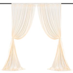 10x10FT Ivory Backdrop Curtain for Party Wedding Polyester Fabric Drapery Photo Curtains Backdrop Decor for Baby Shower Party Background