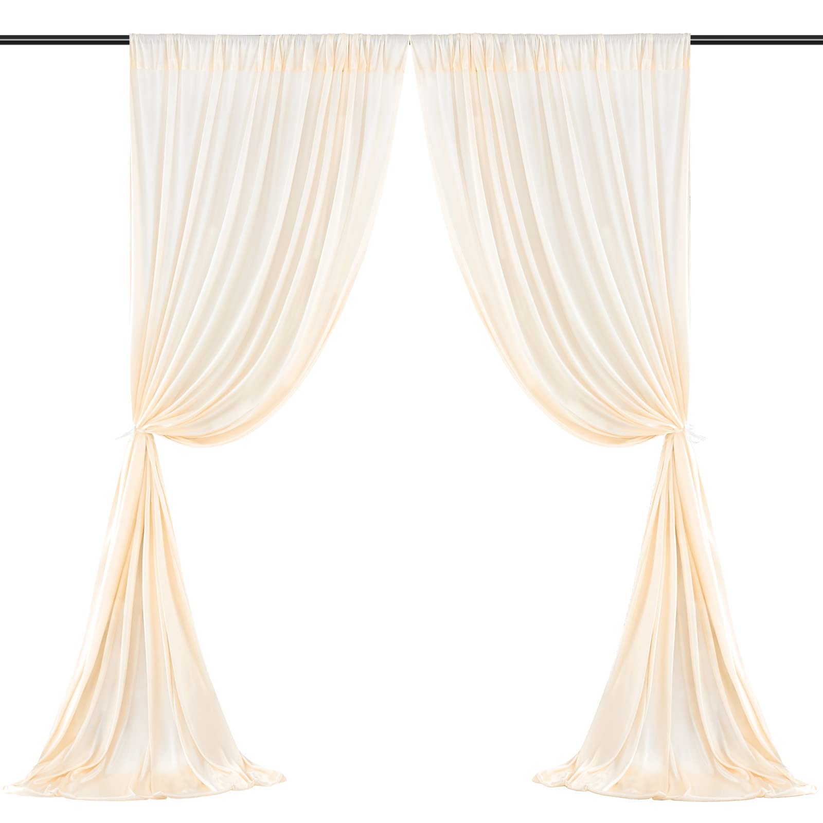 10x10FT Ivory Backdrop Curtain for Party Wedding Polyester Fabric Drapery Photo Curtains Backdrop Decor for Baby Shower Party Background