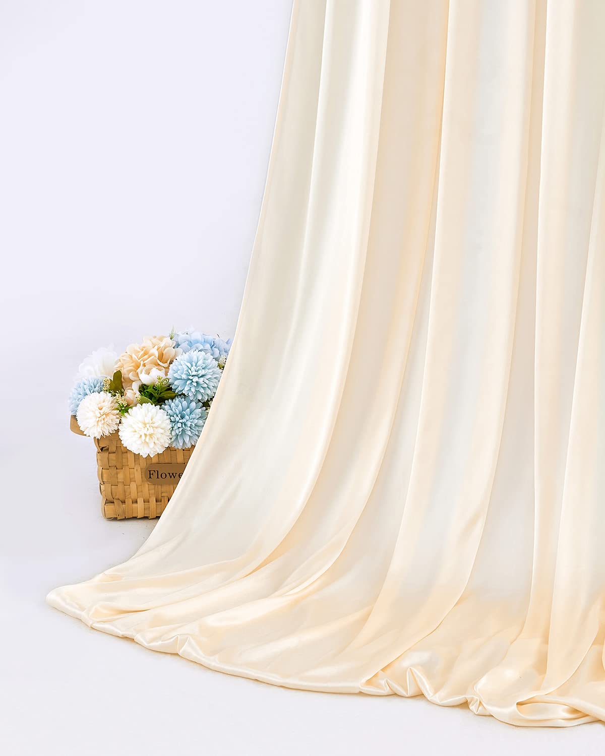 10x10FT Ivory Backdrop Curtain for Party Wedding Polyester Fabric Drapery Photo Curtains Backdrop Decor for Baby Shower Party Background