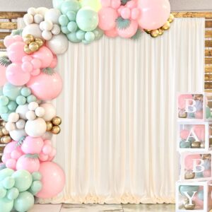 10x10FT Ivory Backdrop Curtain for Party Wedding Polyester Fabric Drapery Photo Curtains Backdrop Decor for Baby Shower Party Background