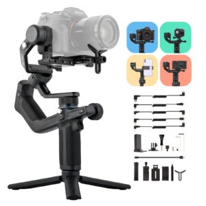 feiyutech scorp mini 3-axis all in one gimbal stabilizer for mirrorless camera with short lens, compact cameras, action camera gopro, 54-88mm width iphone 15 pro, 1.3" touch screen, 2.6lbs payload