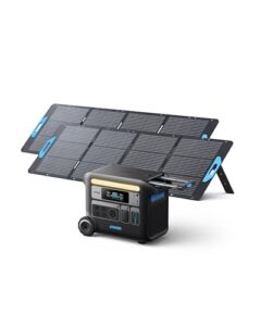 anker solix f2000 solar generator, 2048wh portable power station with lifepo4 batteries and 2× 200w solar panel, ganprime technology, 4 ac outlets up to 2400w for home, power outages, camping, and rvs