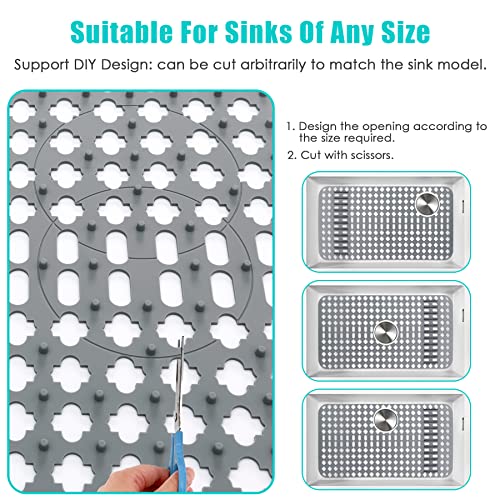 Kitchen Sink Mat, Sink Protectors for Kitchen Sink, DIY Silicone Sink Mat 25”x13” Non-Slip Folding Sink Grates for Bottom of Farmhouse Stainless Steel Porcelain Sink, Can Be Cut to Any Size Grey-1 PCS