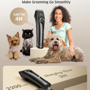 oneisall Dog Clippers for Grooming Doodles Poodles Thick Curly Hair,Low Noise Heavy Duty Dog Grooming Kit with Detachable Metal Blades