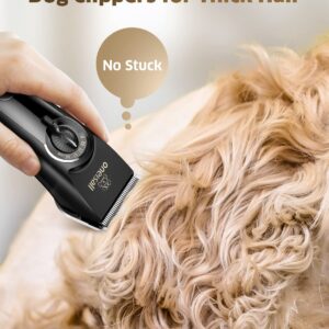 oneisall Dog Clippers for Grooming Doodles Poodles Thick Curly Hair,Low Noise Heavy Duty Dog Grooming Kit with Detachable Metal Blades