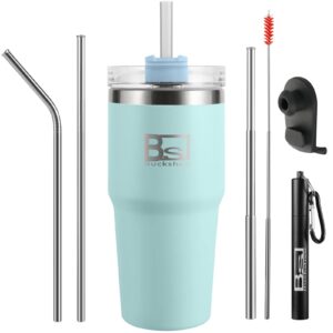 buckshee 20oz travel coffee mug for hot and cold,insulated tumbler with lid and straw-scratch set,double walled vacuum bottle & iced tea -cup keeps cold and hot