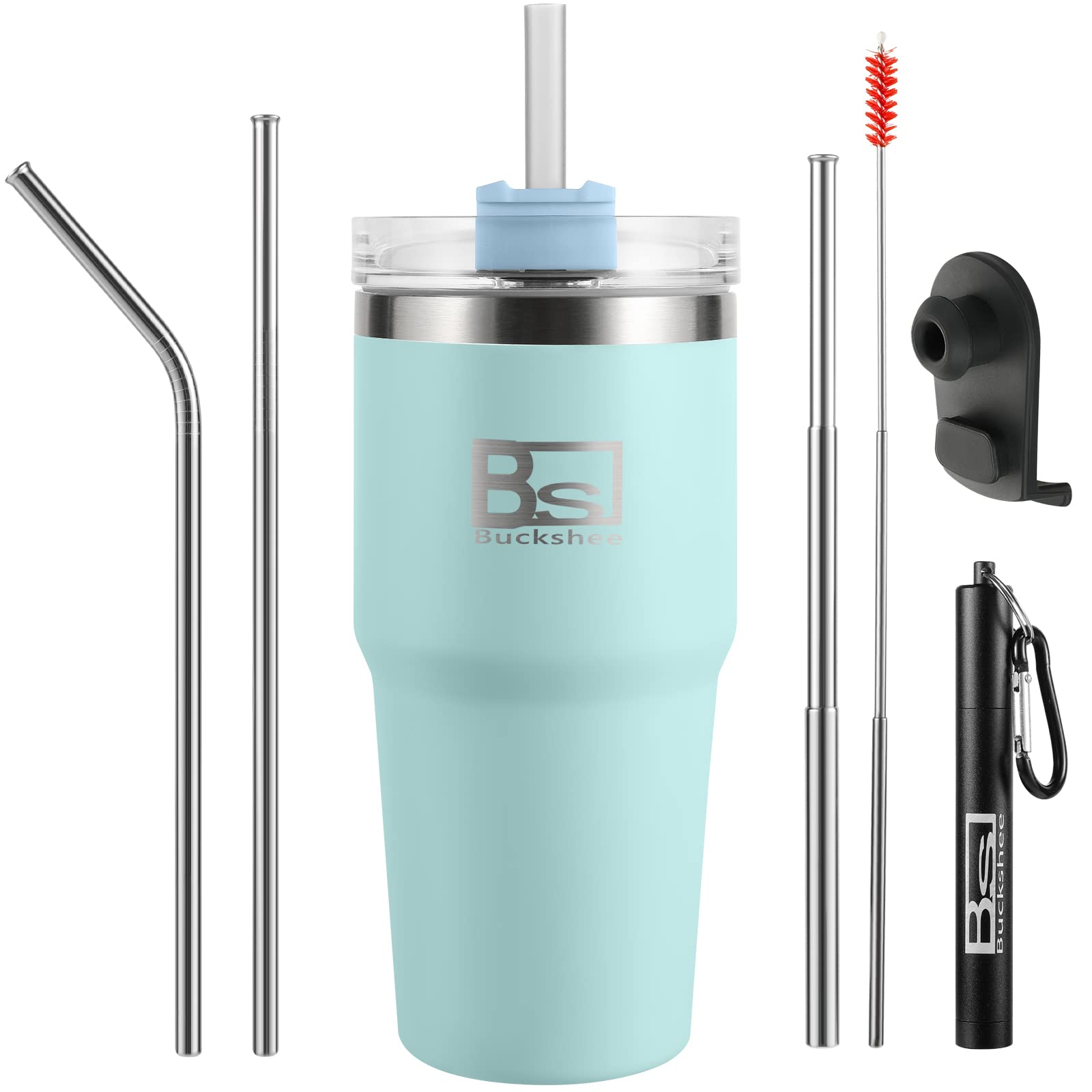 Buckshee 20oz Travel Coffee Mug for hot and cold,Insulated Tumbler with Lid and Straw-Scratch Set,Double Walled Vacuum Bottle & Iced Tea -Cup Keeps Cold and Hot