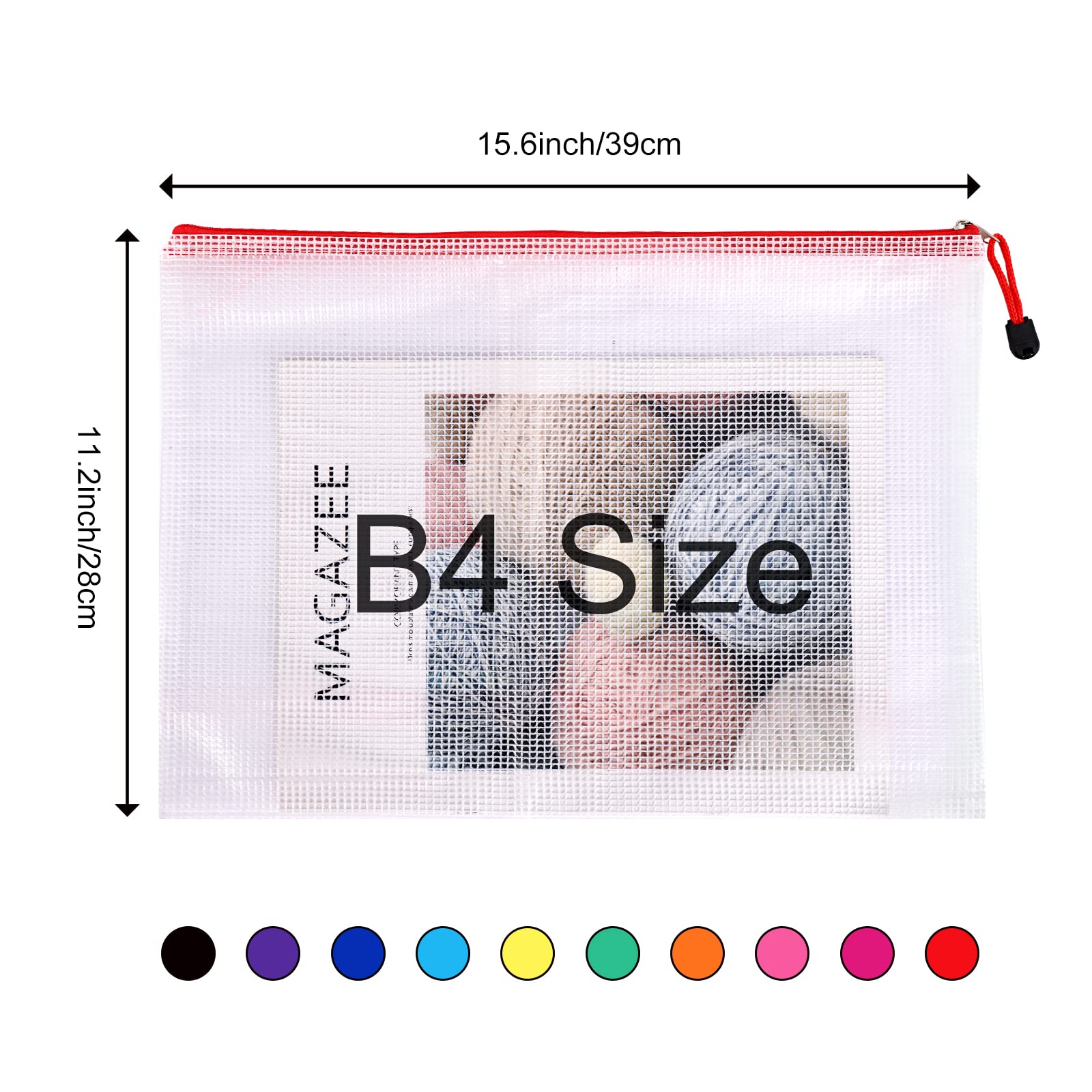 EOOUT 20pcs Large Mesh Zipper Pouch Bags Board Games Storage 11.2x15.6, 10 Colors Puzzle Bag for Organizing Storage, B4 Size, for School Travel Office Supplies