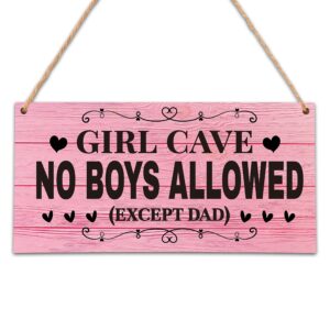 pink nursery decor for girls, 5"x10" girl cave wood sign, woodland baby playroom wall decor, pink room decor, gift for baby shower, toddler kids bedroom living room hanging sign -a08