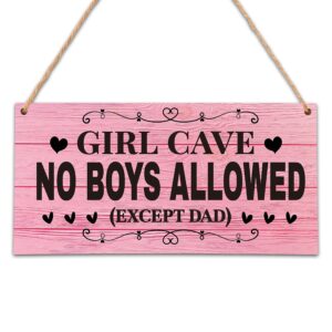 Pink Nursery Decor For Girls, 5"x10" Girl Cave Wood Sign, Woodland Baby Playroom Wall Decor, Pink Room Decor, Gift for Baby Shower, Toddler Kids Bedroom Living Room Hanging Sign -A08