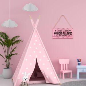 Pink Nursery Decor For Girls, 5"x10" Girl Cave Wood Sign, Woodland Baby Playroom Wall Decor, Pink Room Decor, Gift for Baby Shower, Toddler Kids Bedroom Living Room Hanging Sign -A08