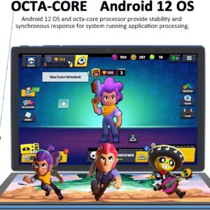 GOODTEL 2023 Tablet 10 Inches Android 12 Tablet Octa-Core Processor 4 GB RAM 64 GB ROM, Smart IPS, Battery 8000 mAh, Camera 5 MP + 8 MP, WiFi | Bluetooth | OTG | Type C, Tablet with Pen (Blue)