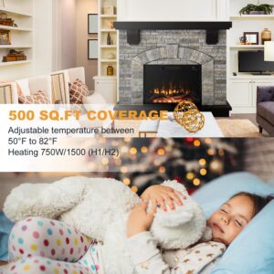 Cloud Mountain Electric Fireplace with Mantel, Tall Fire Place Heater Freestanding with Remote Control Timer LED Flame for Living Room Bedroom