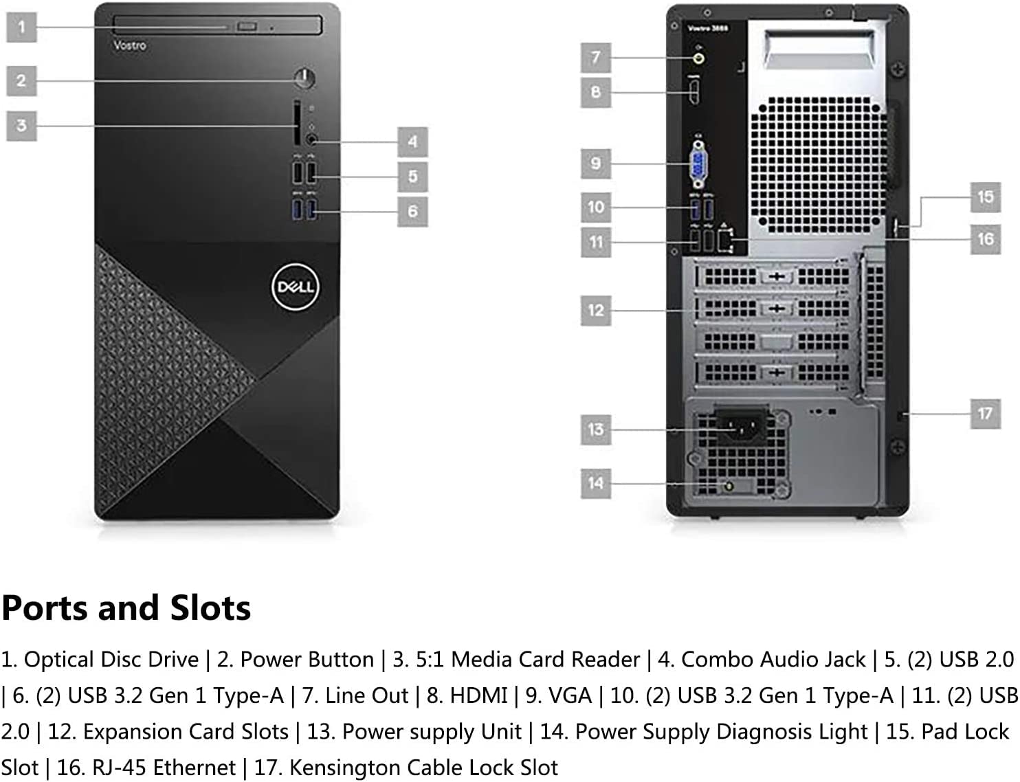 Dell Vostro 3888 Business Desktop Computer, Intel Octa-Core i7-10700 up to 4.8GHz, 32GB DDR4 RAM, 1TB PCIe SSD + 1TB HDD, DVDRW, 802.11AC WiFi, Bluetooth, HDMI, VGA, Windows 10 Pro