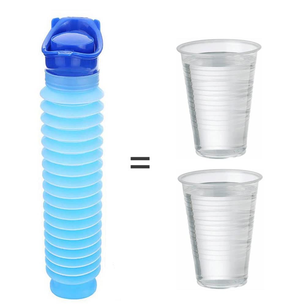 Set of 2 Portable Travel Urinal, Collapsible Urinals for Men and Women, Reusable Kids Potty, Personal Pee Bottle for Outdoor Camping, Long Road Trip and in Traffic