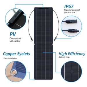 FTVOGUE Solar Panel Battery Charger 50W High Efficiency Flexible Solar Panel for Homes Camping RV Street Lights Solar Power Stations, Solar Controller