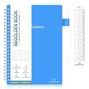 weekly schedule planner undated with year weekly monthly, regolden-book hourly appointment book academic planner, 53 weeks,12 month journal notebook productivity with twin-wire binding flexible cover