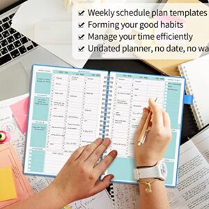 Weekly Schedule Planner Undated with Year Weekly Monthly, Regolden-Book Hourly Appointment Book Academic Planner, 53 Weeks,12 Month Journal Notebook Productivity with Twin-Wire Binding Flexible Cover