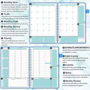 Weekly Schedule Planner Undated with Year Weekly Monthly, Regolden-Book Hourly Appointment Book Academic Planner, 53 Weeks,12 Month Journal Notebook Productivity with Twin-Wire Binding Flexible Cover