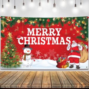 katchon, christmas banner for christmas decorations - xtralarge, 72x44 inch | merry christmas backdrop for christmas party decorations | christmas party banner | christmas wall banner for photography