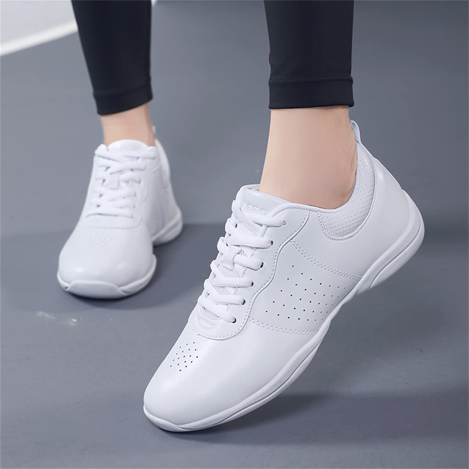 FOFOWHAT Dance Shoes for Women Training Competition Dance Cheer Sneakers Athletic Performance Tennis Walking Shoes White Size 5.5 Female