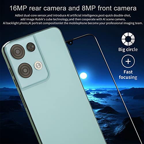 Tangxi 6.0in Unlocked Cellphone,Android 12.0,4GB RAM 64GB ROM,MT6889 Octa Core,7000mAh Battery,8MP Front 16MP Rear Camera,Face Recognition, WiFi,BT,FM,GPS(Green)