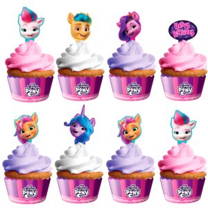 treasures gifted officially licensed my little pony cupcake toppers & wrappers 24ct - my little pony cake decorations - my little pony cake toppers - my little pony birthday party supplies