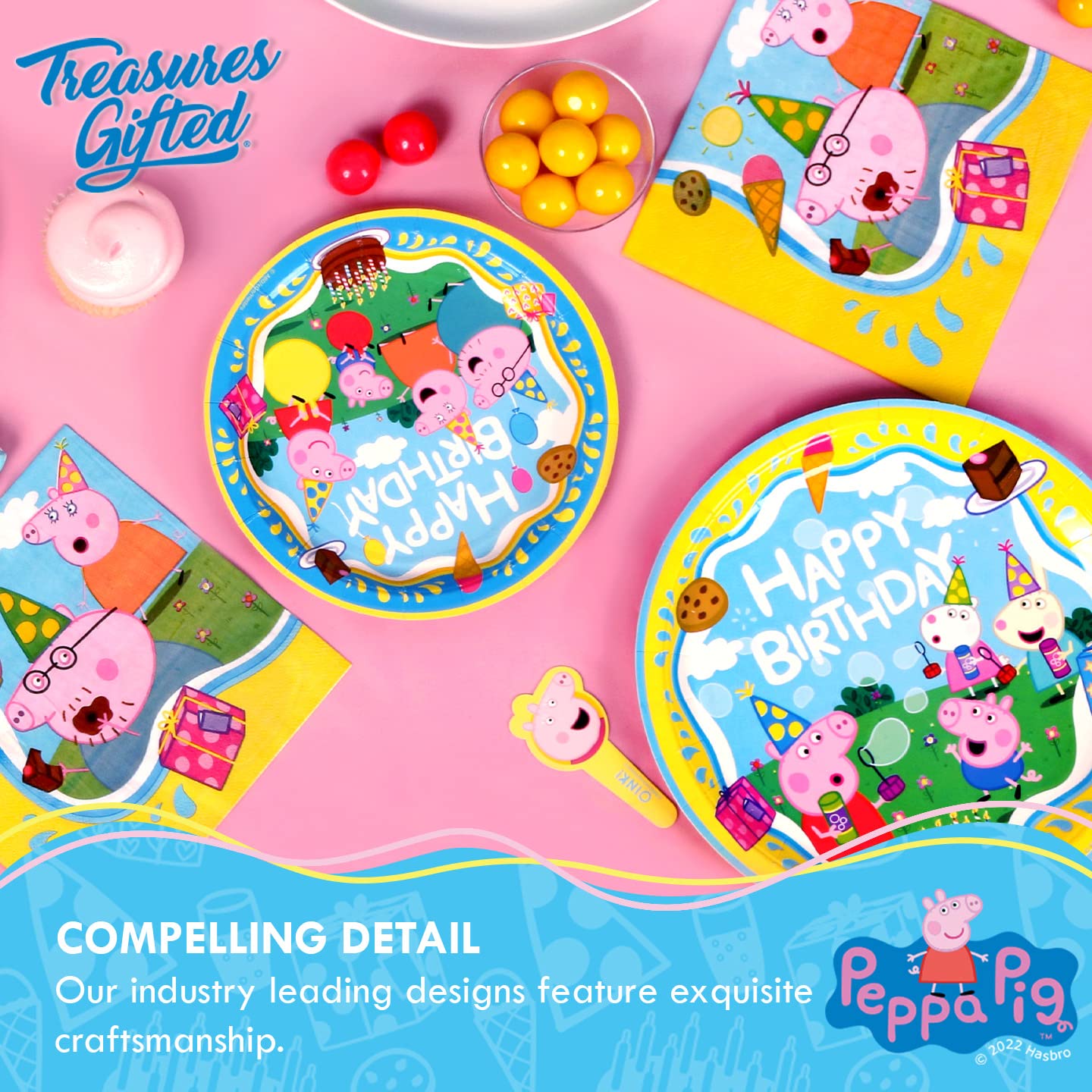 Treasures Gifted Officially Licensed Peppa Pig Cake Topper - Peppa Pig Cake Decorations - Peppa Pig Dessert Topper - Peppa Pig Cake Picks - Peppa Pig Birthday Party Supplies