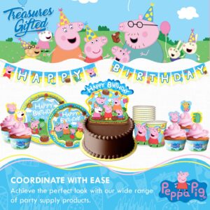 Treasures Gifted Officially Licensed Peppa Pig Cake Topper - Peppa Pig Cake Decorations - Peppa Pig Dessert Topper - Peppa Pig Cake Picks - Peppa Pig Birthday Party Supplies