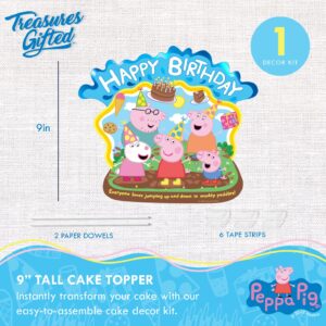 Treasures Gifted Officially Licensed Peppa Pig Cake Topper - Peppa Pig Cake Decorations - Peppa Pig Dessert Topper - Peppa Pig Cake Picks - Peppa Pig Birthday Party Supplies
