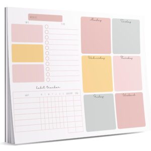 weekly planner notepad tear off – 52 undated weekly sheets daily to do list notepad, habit tracker, academic planner notebook, daily work planner- full year productivity planner weekly to do list pad